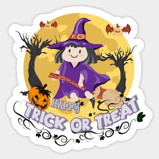 Cute cartoon Happy Halloween.Trick or Treat. Sticker